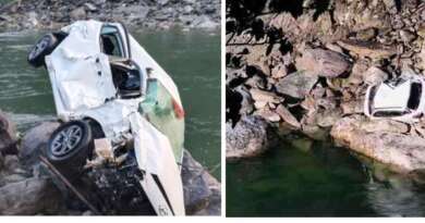लोहाघाट : कार दुर्घटनाग्रस्त होकर सरयू नदी में गिरी, दो युवक घायल