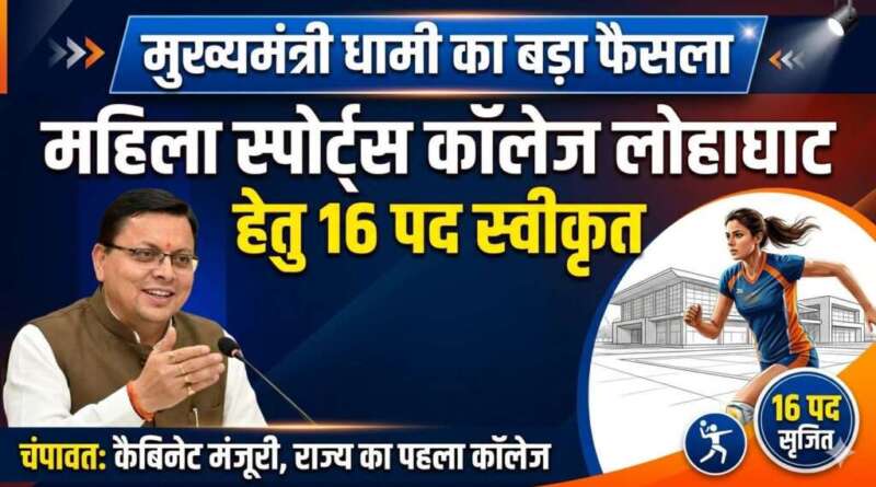 मुख्यमंत्री धामी के नेतृत्व में बड़ा फैसला, महिला स्पोर्ट्स कॉलेज लोहाघाट के लिए 16 पदों के सृजन को कैबिनेट की मंजूरी