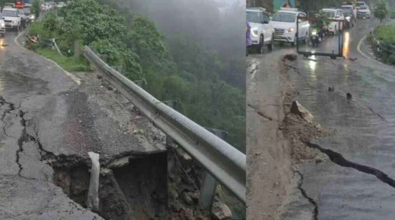 देहरादून–मसूरी मार्ग पर बड़ा भूस्खलन, सड़क धंसी; प्रशासन ने अगले आदेश तक यातायात किया बंद