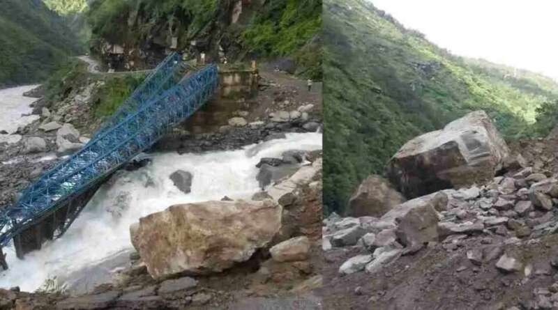 धारचूला में भारी बारिश का कहर, बोल्डर गिरने से BRO का कुलागाड़ वैली ब्रिज ध्वस्त