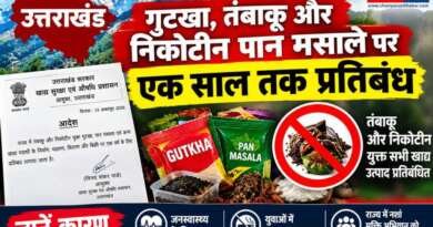 उत्तराखंड में गुटखा-पान मसाले पर एक साल की रोक, तंबाकू और निकोटीन युक्त उत्पादों की बिक्री भी प्रतिबंधित